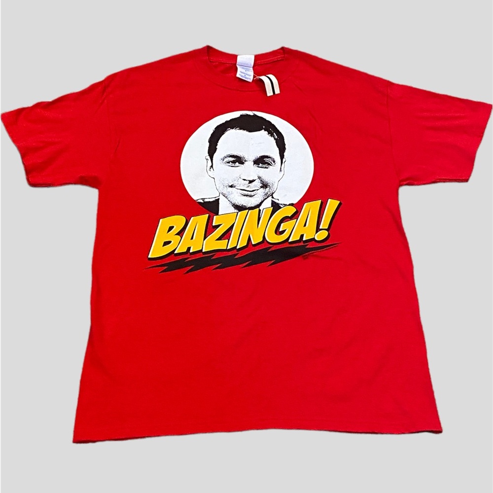 The Big Bang Theory Sheldon Cooper "Bazinga" Red Tee Shirt T-Shirt Sz Medium NWT